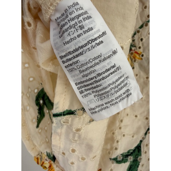 Madewell| Cream Floral Eyelet Women's Top - Picture 5 of 6